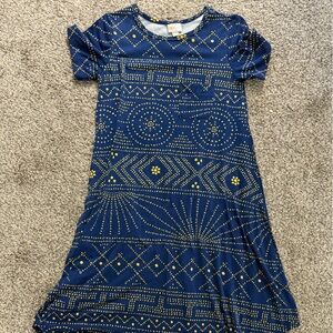 LuLaRoe Navy and Gold Patterned Bodysuit
